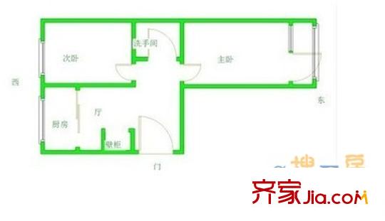 西便門外東大街 2室 戶型圖