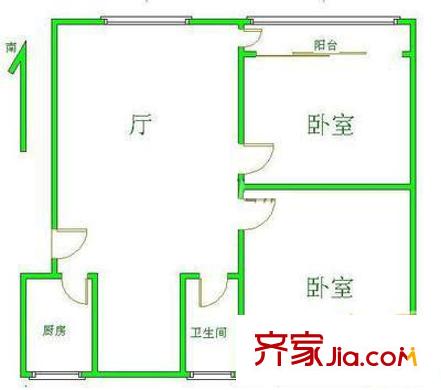 羊坊店17号院户型图户型图 2室1厅1卫1厨