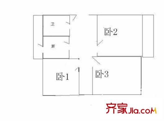 長(zhǎng)椿街感化胡同戶型圖戶型圖 3室1廳1衛(wèi)1廚