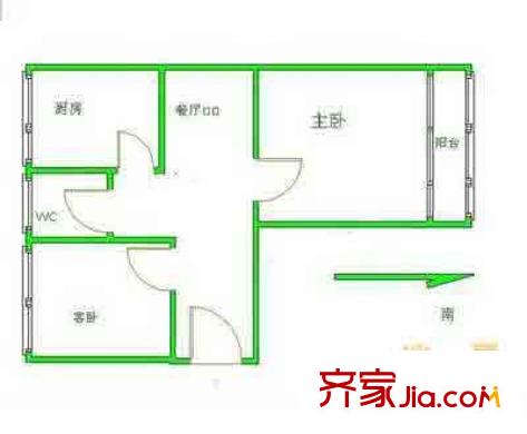 双柳巷小区户型图户型图 2室1厅1卫1厨