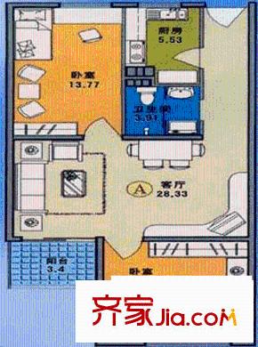 康缘居户型图户型图 2室1厅1卫1厨