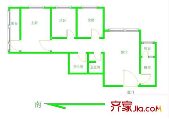万泉河62号院户型图户型图 3室1厅2卫1厨