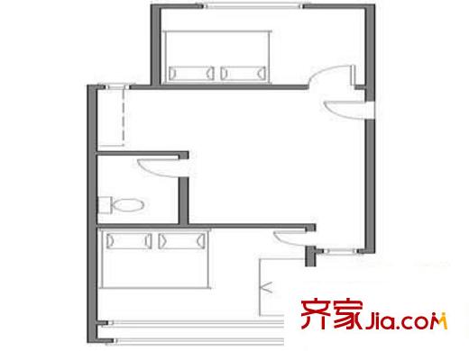 抽屉胡同 2室 户型图