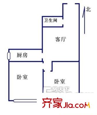 复兴路甲49号院户型图户型图 2室1厅1卫1厨