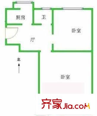复兴路甲49号院户型图户型图 2室1厅1卫1厨