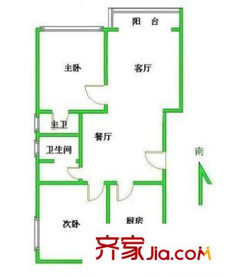 建工家园户型图户型图 2室1厅2卫1厨
