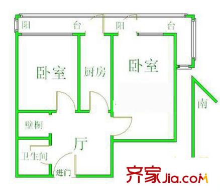 三里河北街5號院戶型圖戶型圖 2室1廳1衛(wèi)1廚