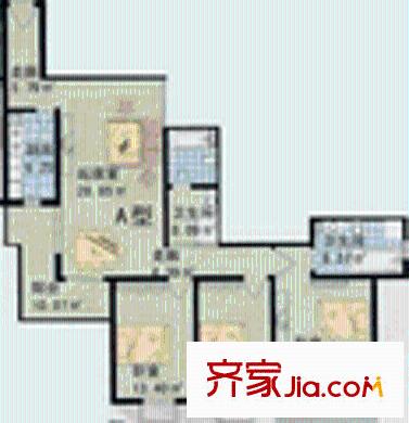 旭风苑户型图A户型 3室1厅2卫1厨