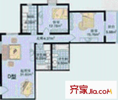 旭风苑户型图D户型 2室1厅1卫1厨