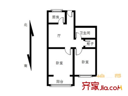 一栋苑户型图户型图 2室1厅1卫1厨