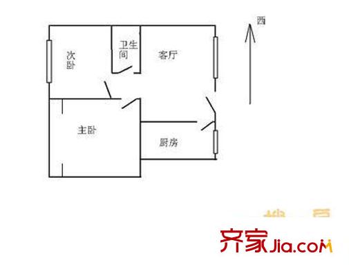 一栋苑户型图户型图 2室1厅1卫1厨