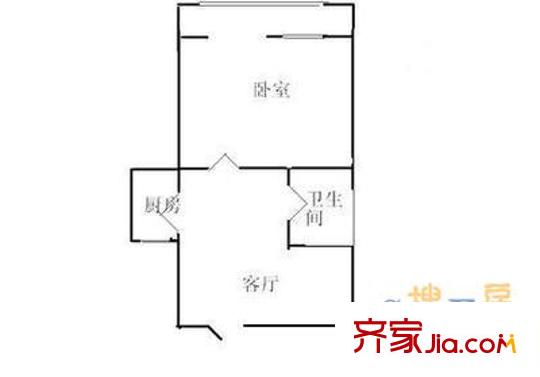 西便門外東大街 1室 戶型圖