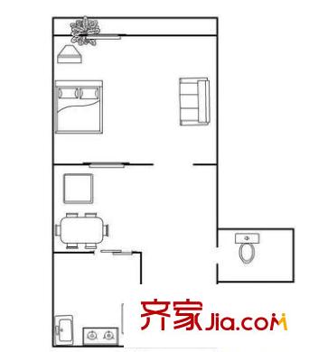 西便門外東大街 1室 戶型圖