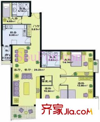 国兴家园户型图户型图 3室2厅2卫1厨