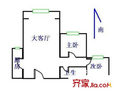 潘道庙户型图户型图 2室1厅1卫1厨