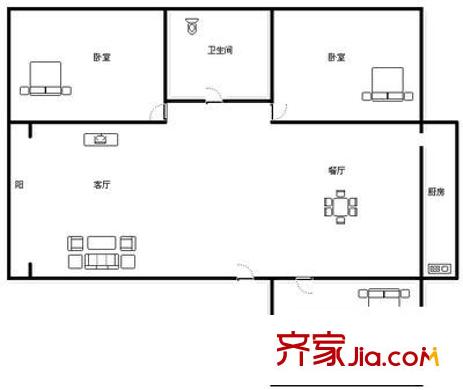 前进花园户型图户型图 3室1厅1卫1厨