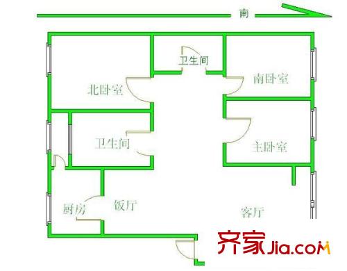 前进花园户型图3室 户型图 3室2厅2卫1厨