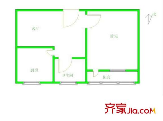 灵通观户型图户型图 1室1厅1卫1厨