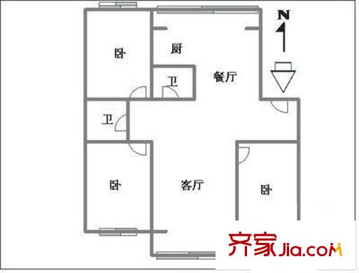 灵通观户型图户型图 3室2厅2卫1厨