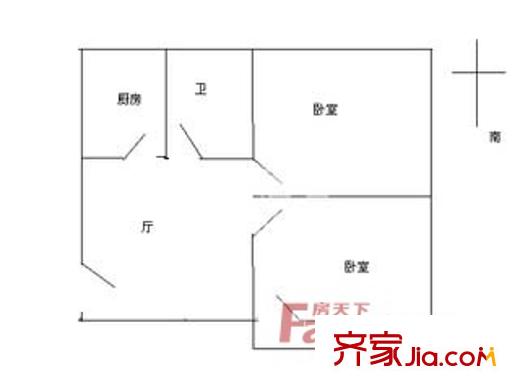 灵通观户型图户型图 2室1厅1卫1厨