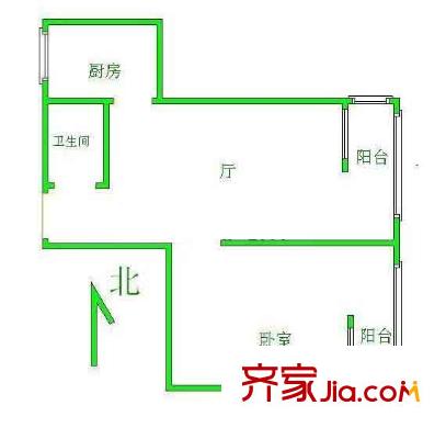 呼家楼南里户型图户型图 1室1厅1卫1厨