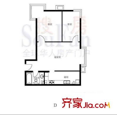 颐西庄园户型图D户型 2室1厅1卫1厨