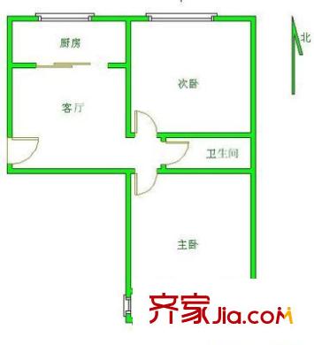 紅居斜街 2室 戶型圖