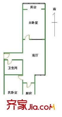 紅居斜街 2室 戶型圖