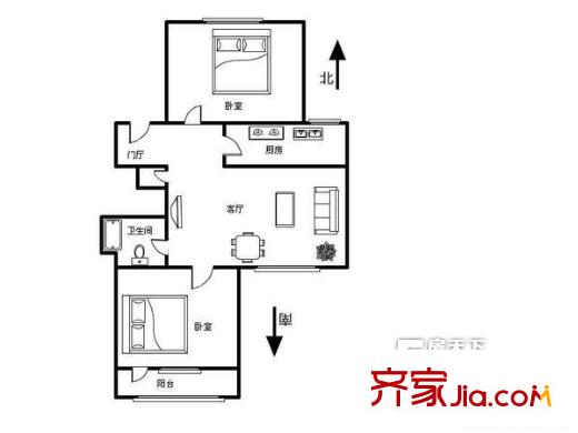 海潤花園戶型圖戶型圖 2室1廳1衛(wèi)1廚