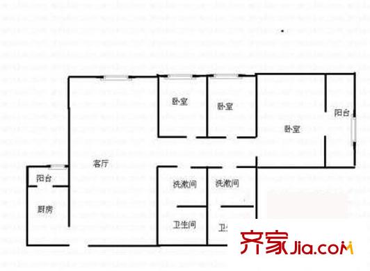 万泉河62号院户型图户型图 3室1厅2卫1厨