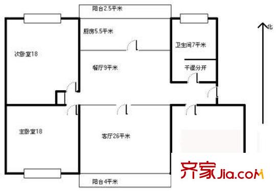 万泉河62号院户型图户型图 3室2厅1卫1厨