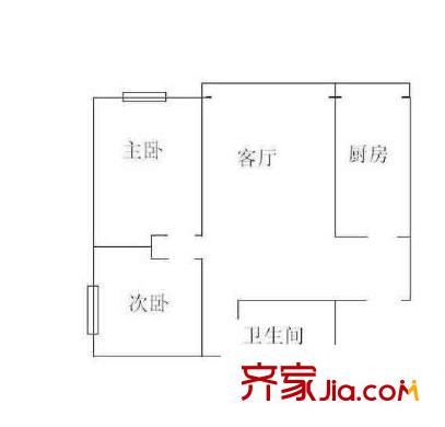 信悦华庭户型图户型图 2室1厅1卫1厨