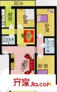 白檀小区 3室 户型图