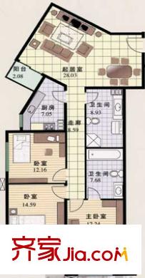 远大园六区 3室 户型图