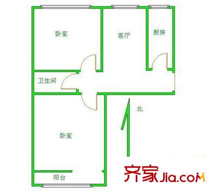 马甸南路2号院 2室 户型图