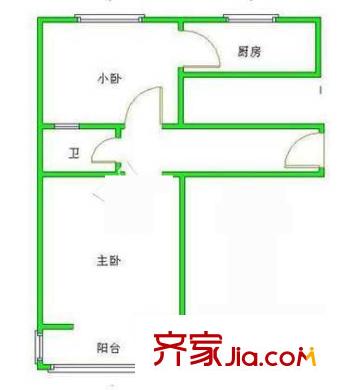 马甸南路2号院户型图户型图 2室1厅1卫1厨
