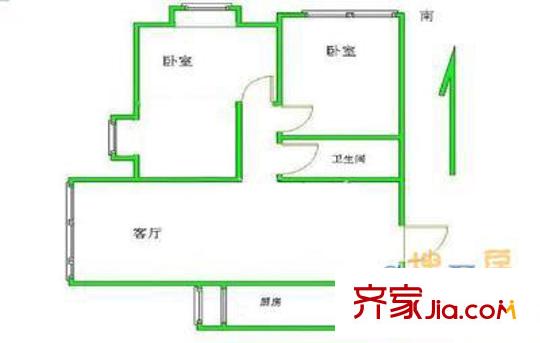 一栋苑户型图户型图 2室1厅1卫1厨