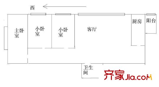 一栋苑户型图户型图 3室1厅1卫1厨
