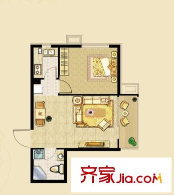 前进花园 1室 户型图