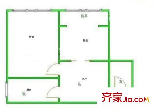 鐵門胡同 1室 戶型圖