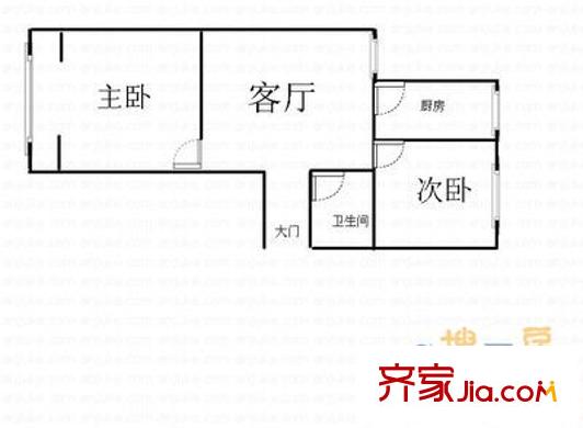 紅居斜街 2室 戶型圖