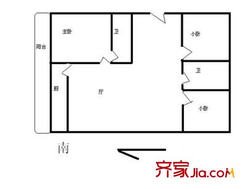 灵通观户型图户型图 3室1厅2卫1厨