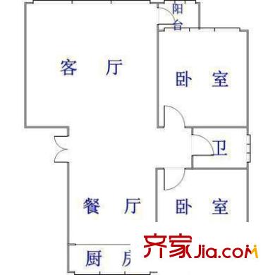 灵通观户型图户型图 2室2厅1卫1厨