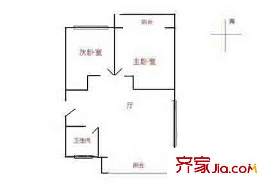 呼家楼南里户型图户型图 2室1厅1卫1厨
