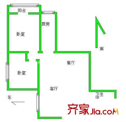 廣外南街戶型圖戶型圖 2室2廳1衛(wèi)1廚