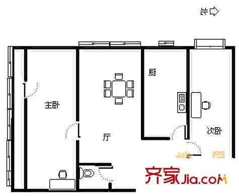 海清园户型图户型图 2室1厅1卫1厨