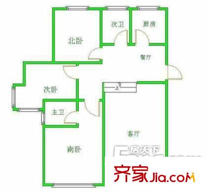 国贸世纪公寓户型图户型图 3室2厅2卫1厨