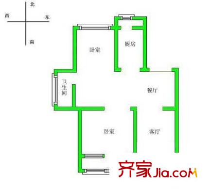 白檀小区户型图户型图 2室2厅1卫1厨