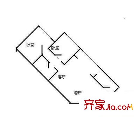远大园六区户型图户型图 2室1厅1卫1厨