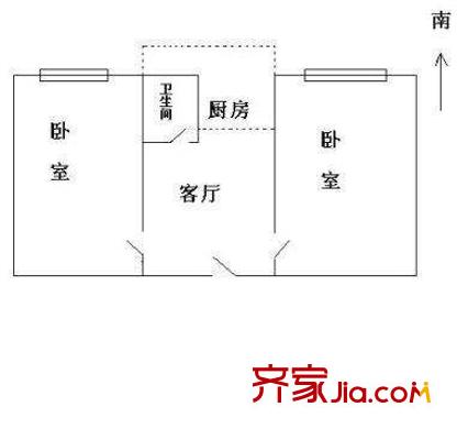 化工大学家属楼户型图户型图 2室1厅1卫1厨